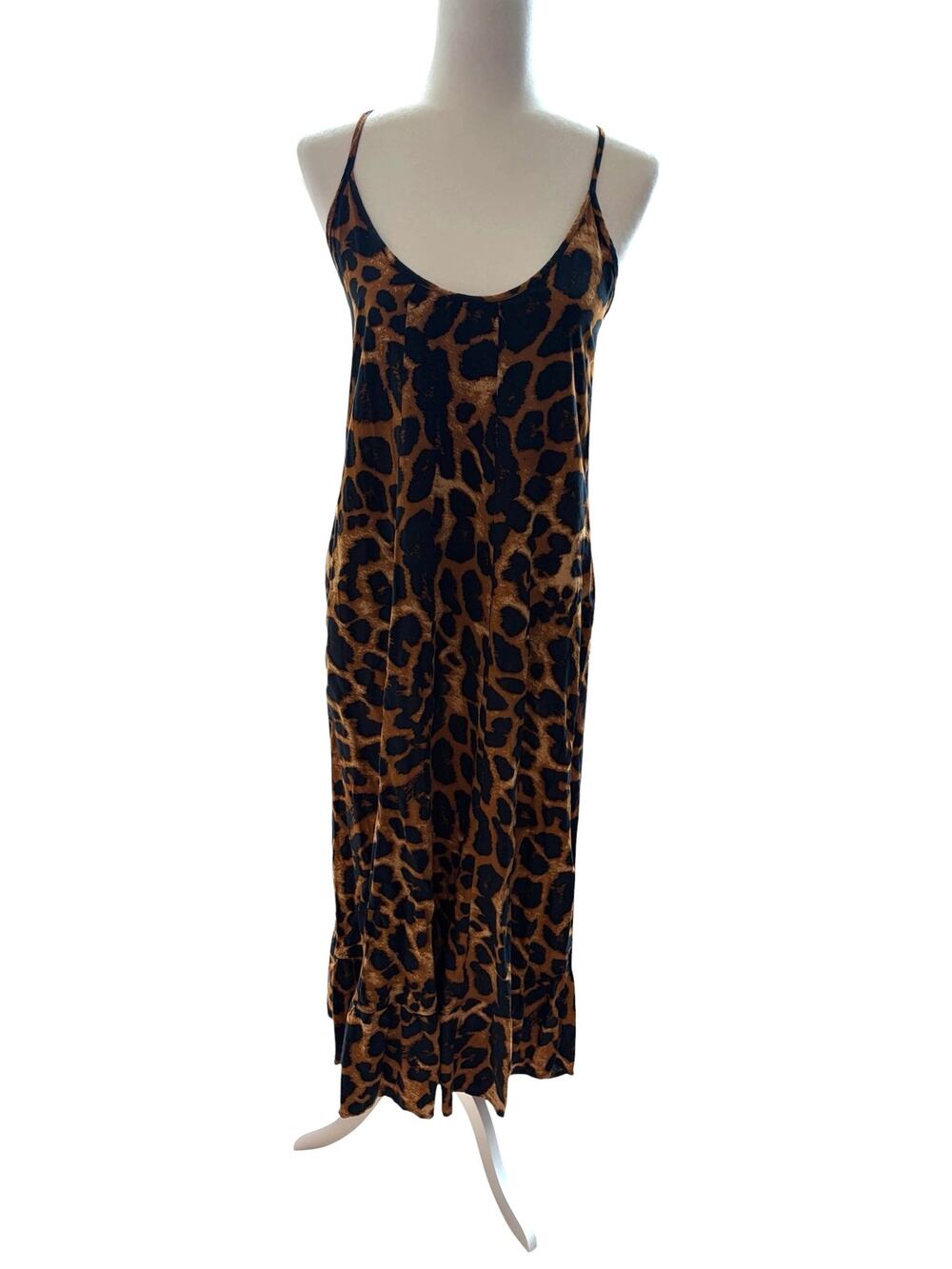 Buenos Ninos Women's Animal Leopard Print Maxi Ruffle Hem Women's dress, Size S